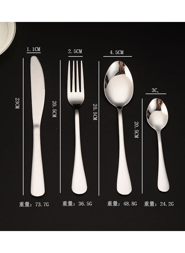 Western tableware set, stainless steel high-grade tableware, knife, fork and spoon combination, silver four-main piece set, 48-piece gift box. - Image 2